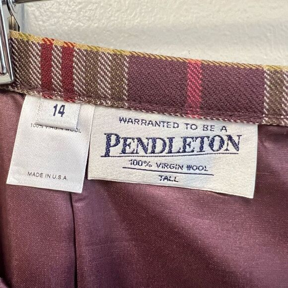 VTG Pendleton Women’s 14 Tall Plaid Multicolored A Line MIDI Skirt Wool USA NWT - Picture 8 of 11